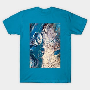 Blue sea fluid acrylic pour T-Shirt